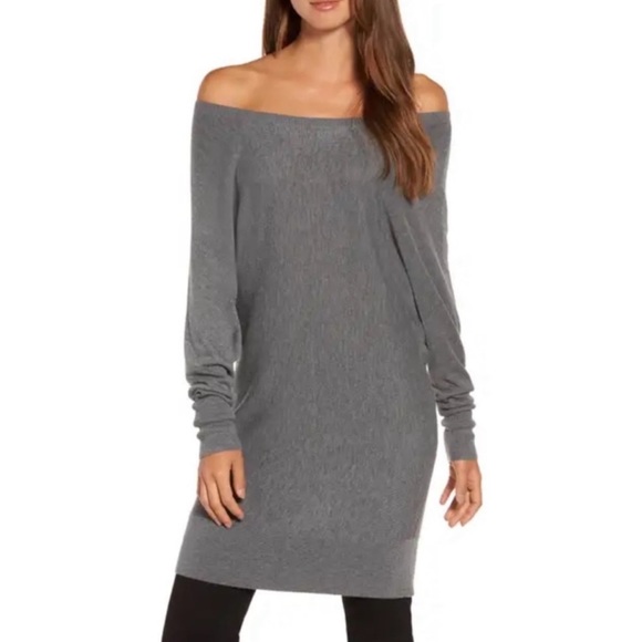 Trouvé Dark Grey Off the Shoulder Long Knit Sweater Size Small - Picture 6 of 6